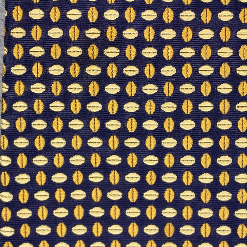 Brooks Brothers Makers Navy Blue Gold Geometric Silk Tie Woven in England USA - Picture 3 of 6